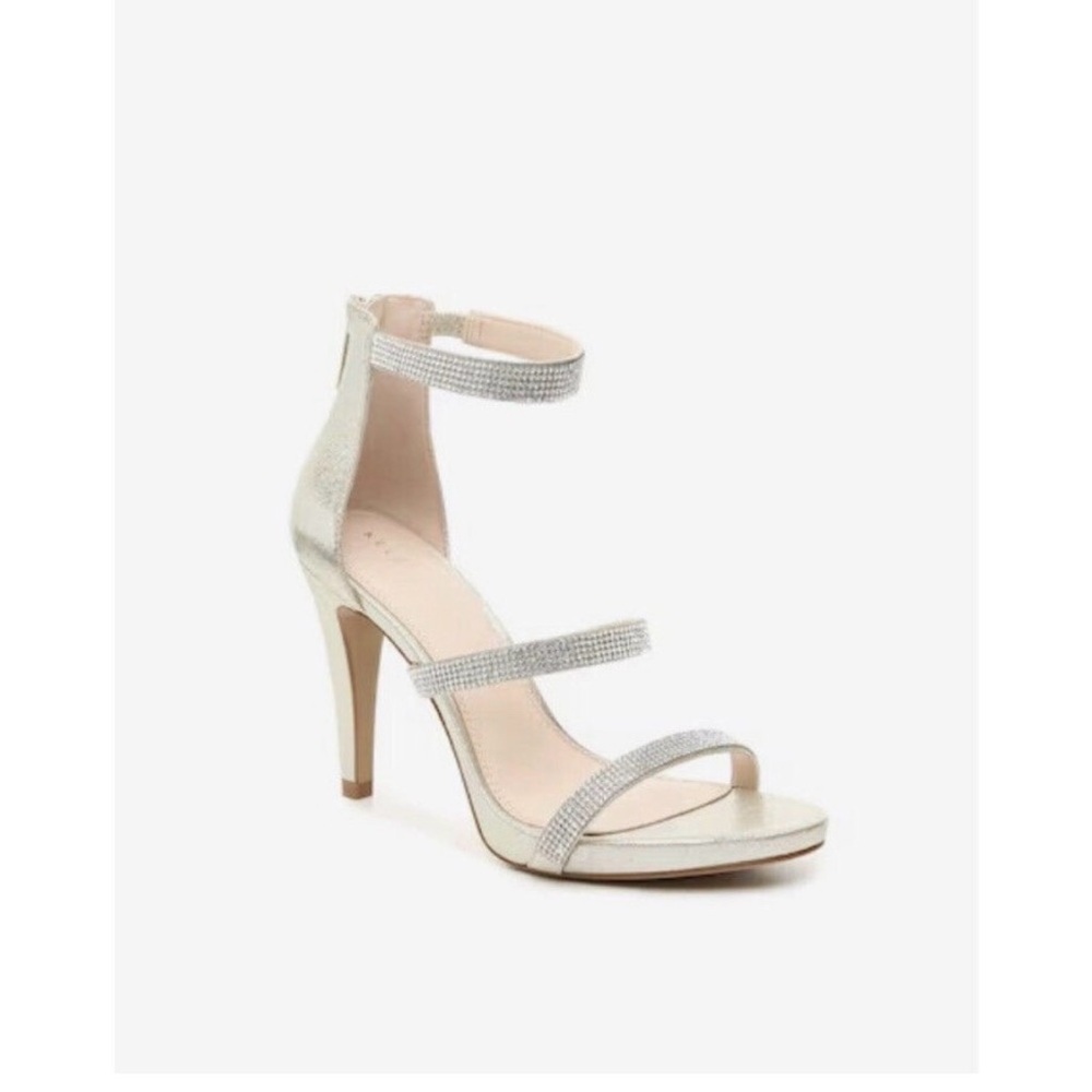 Kelly &‎ Katie Courtnee Gold Strappy Rhinestone Heel Sandals Size 8.5 Wedding